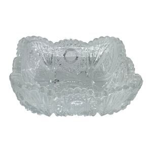 Imperial Glass Candy Bowl Dish Diamond Lace Sawtooth Pattern Pressed Square
